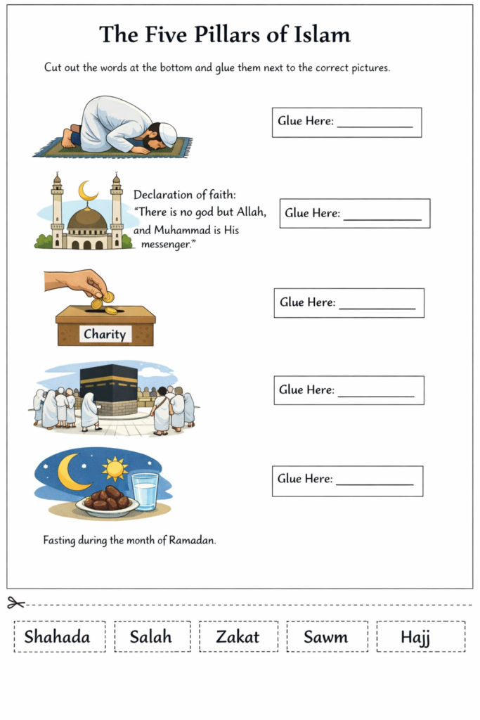 5 Pillars of islam Free Worksheets